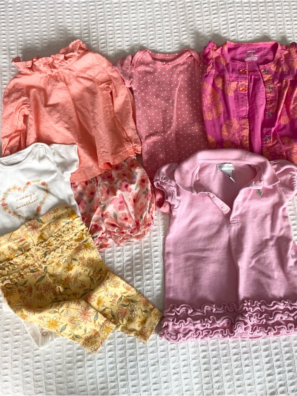 Girls clothing bundle size 9M Carters sets and Ralph Lauren pink polo dress
